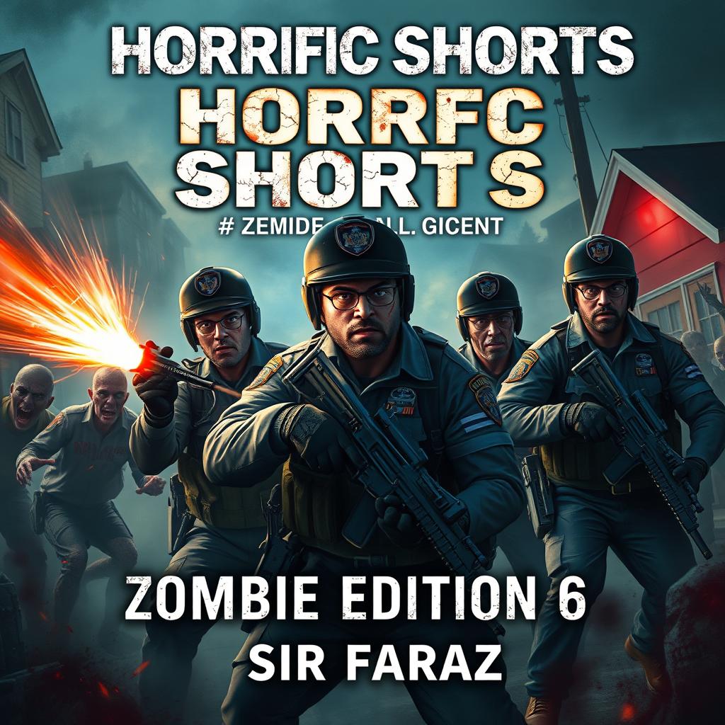 A captivating book cover for 'Horrific Shorts: Zombie Edition 6' by Sir Faraz