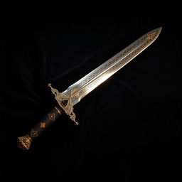 An ornately crafted Zulfaghar sword, featuring intricate geometric patterns and gold inlays along the blade