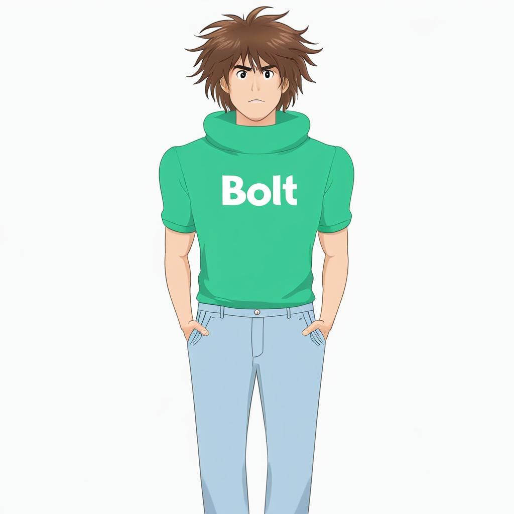 A realistic man with Bolt logo shirt