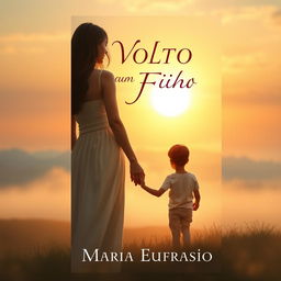 A captivating book cover design for a romance novel titled 'Volto com um Filho', encapsulating themes of love, heartbreak, and hope
