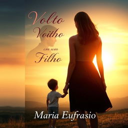 A captivating book cover design for a romance novel titled 'Volto com um Filho', encapsulating themes of love, heartbreak, and hope