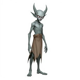 A full-body depiction of a tall, slender male changeling character