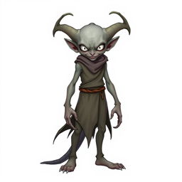 A full-body depiction of a tall, slender male changeling character