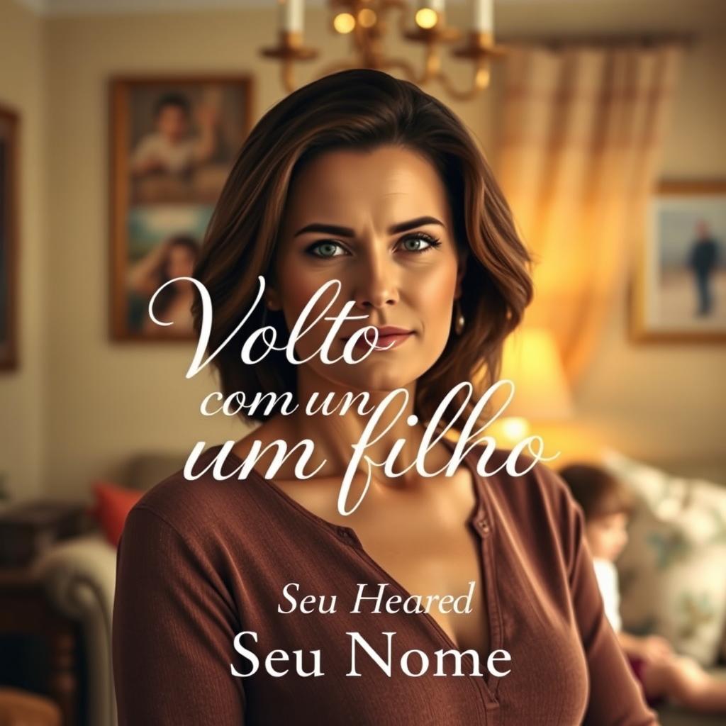 A captivating romance novel cover featuring a woman in her thirties, who has a confident yet nostalgic expression