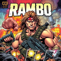 A dynamic and highly detailed comic book cover featuring a muscular, battle-ready soldier inspired by the archetype of a war hero