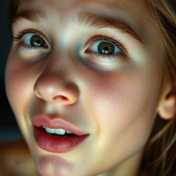A detailed close-up of a human face expressing a range of emotions such as happiness, surprise, and contemplation