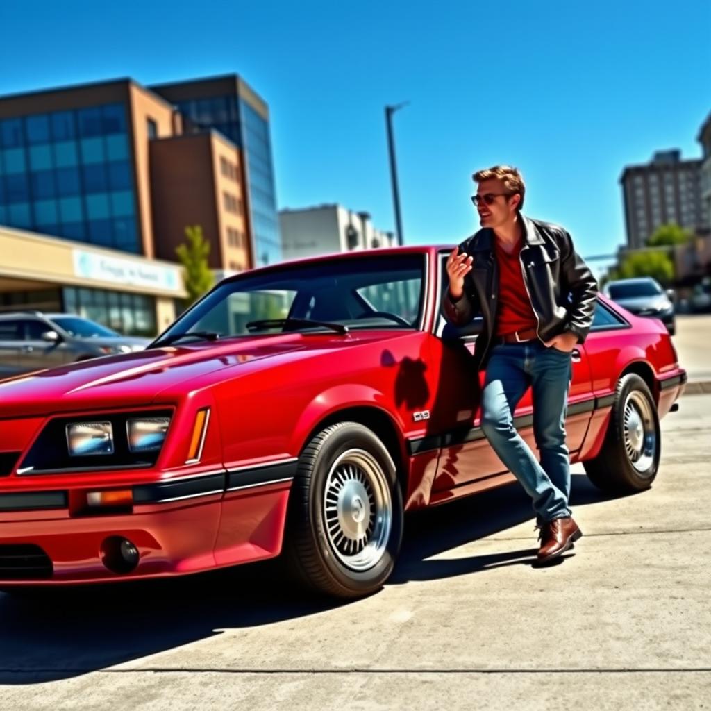 A beautifully detailed representation of a 1986 Ford Mustang GT, showcasing its iconic design with sleek lines and a muscular stance