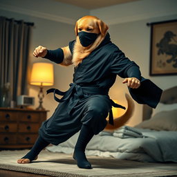 A golden Labrador retriever, male and anthropomorphic, depicted with a big, broad, and athletic build featuring very thick muscles