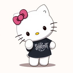 A 2D illustration of Hello Kitty wearing a Slipknot t-shirt