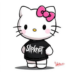 A 2D illustration of Hello Kitty wearing a Slipknot t-shirt