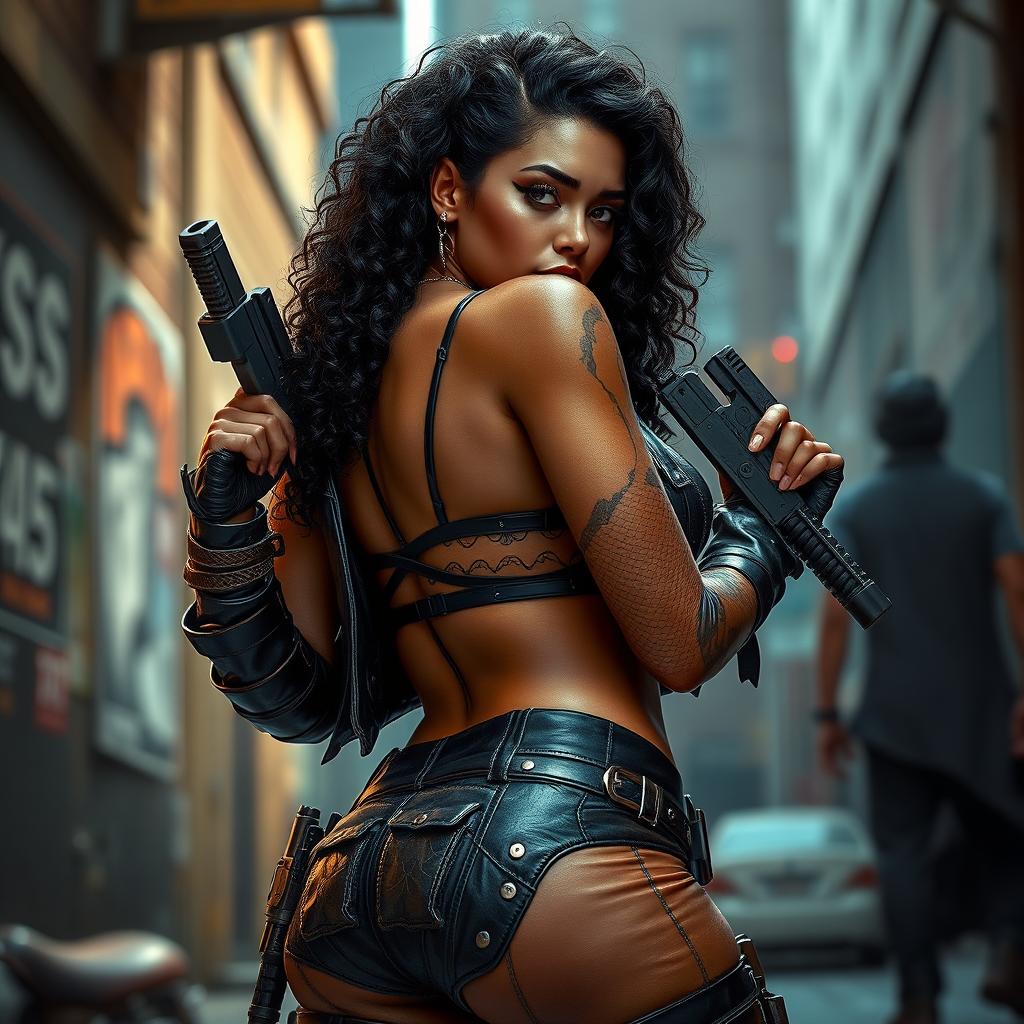 A Latina mixed female character named Nakita, with beautiful black curly hair