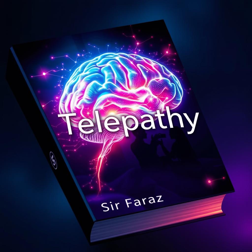 A captivating book cover for the title "Telepathy" by Sir Faraz, set in a futuristic world
