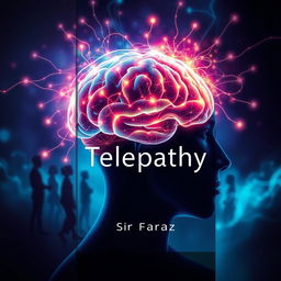 A captivating book cover for the title "Telepathy" by Sir Faraz, set in a futuristic world