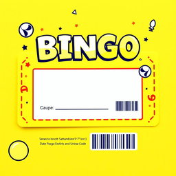 A vibrant and cheerful BINGO coupon design, primarily featuring a bright yellow theme