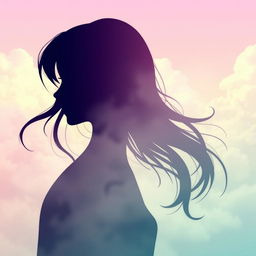 An abstract representation of an anonymous girl shadow figure, embodying a mix of femininity and masculinity