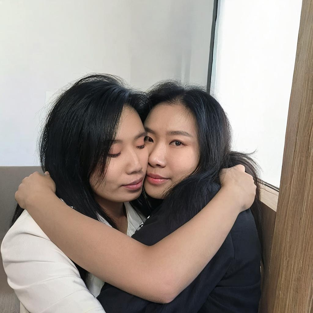 Two people hugging