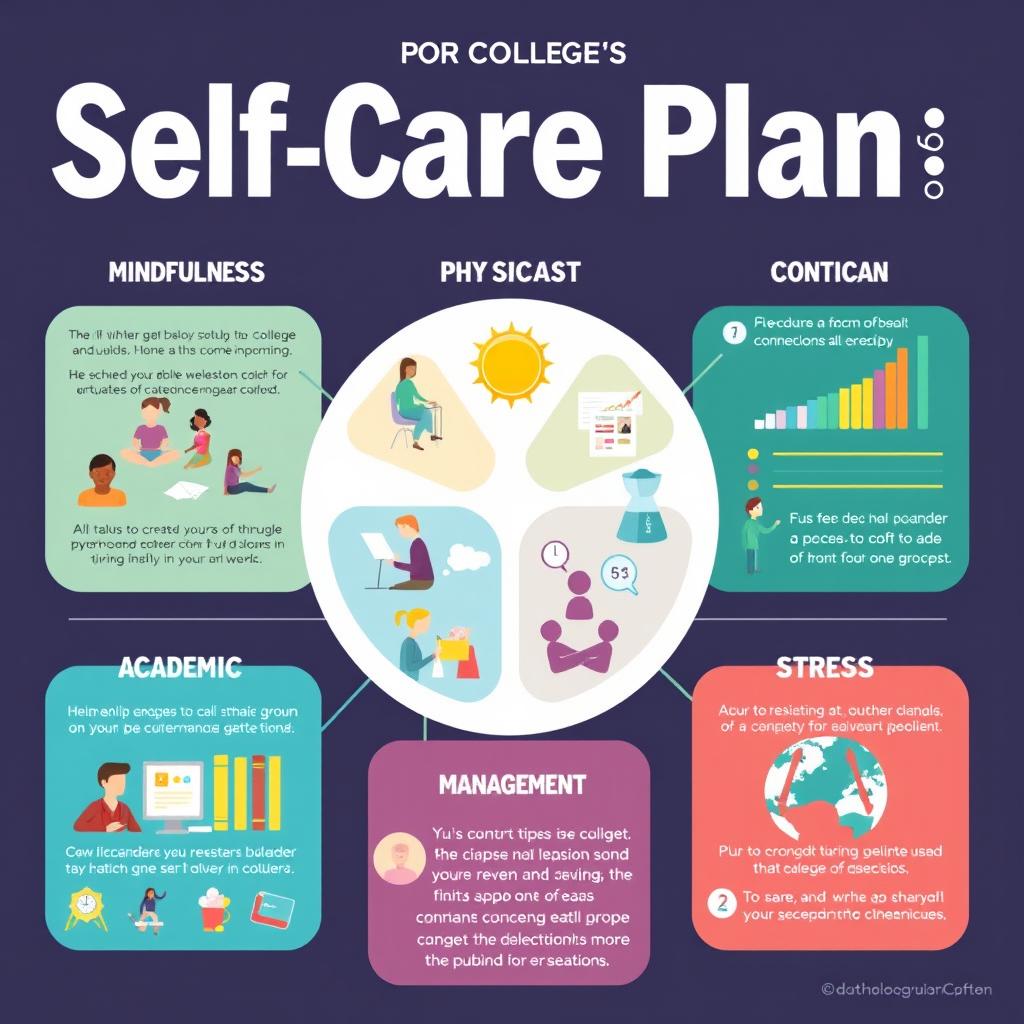 An infographic designed for college students detailing a self-care plan
