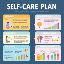 An infographic designed for college students detailing a self-care plan