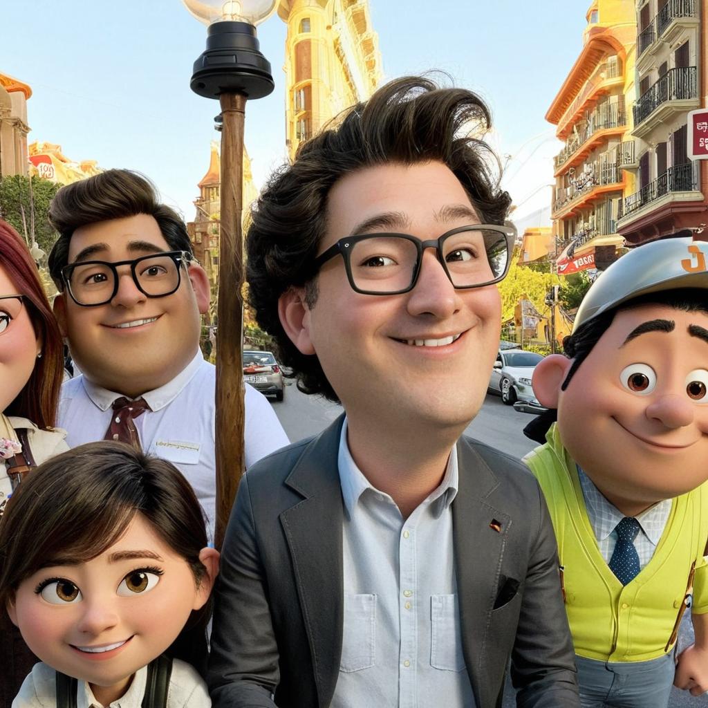 Cambiar la cara de uno de los jóvenes por la caricatura de up