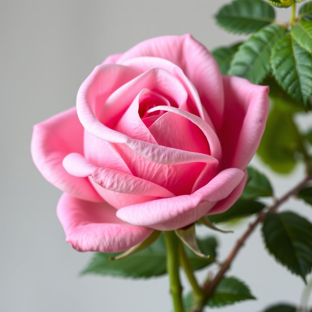 A beautiful pink rose with mauve undertones