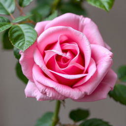 A beautiful pink rose with mauve undertones