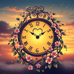 An album cover illustration that beautifully intertwines the themes of time and love