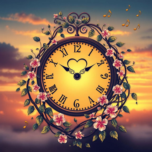 An album cover illustration that beautifully intertwines the themes of time and love
