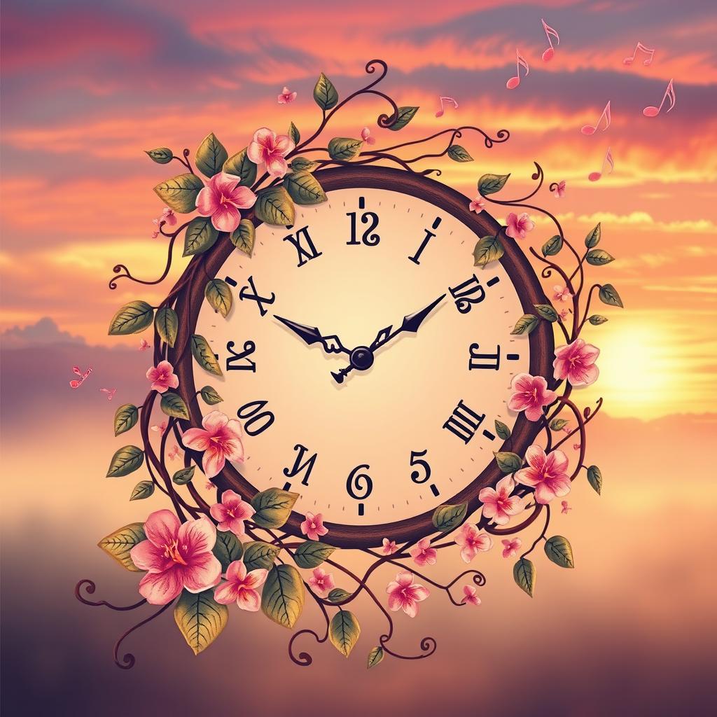 An album cover illustration that beautifully intertwines the themes of time and love