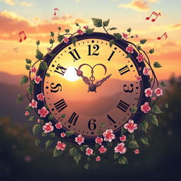 An album cover illustration that beautifully intertwines the themes of time and love