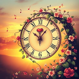 An album cover illustration that beautifully intertwines the themes of time and love