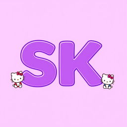 Large, bold letters 'SK' in uppercase, color purple with white detailing, centrally placed