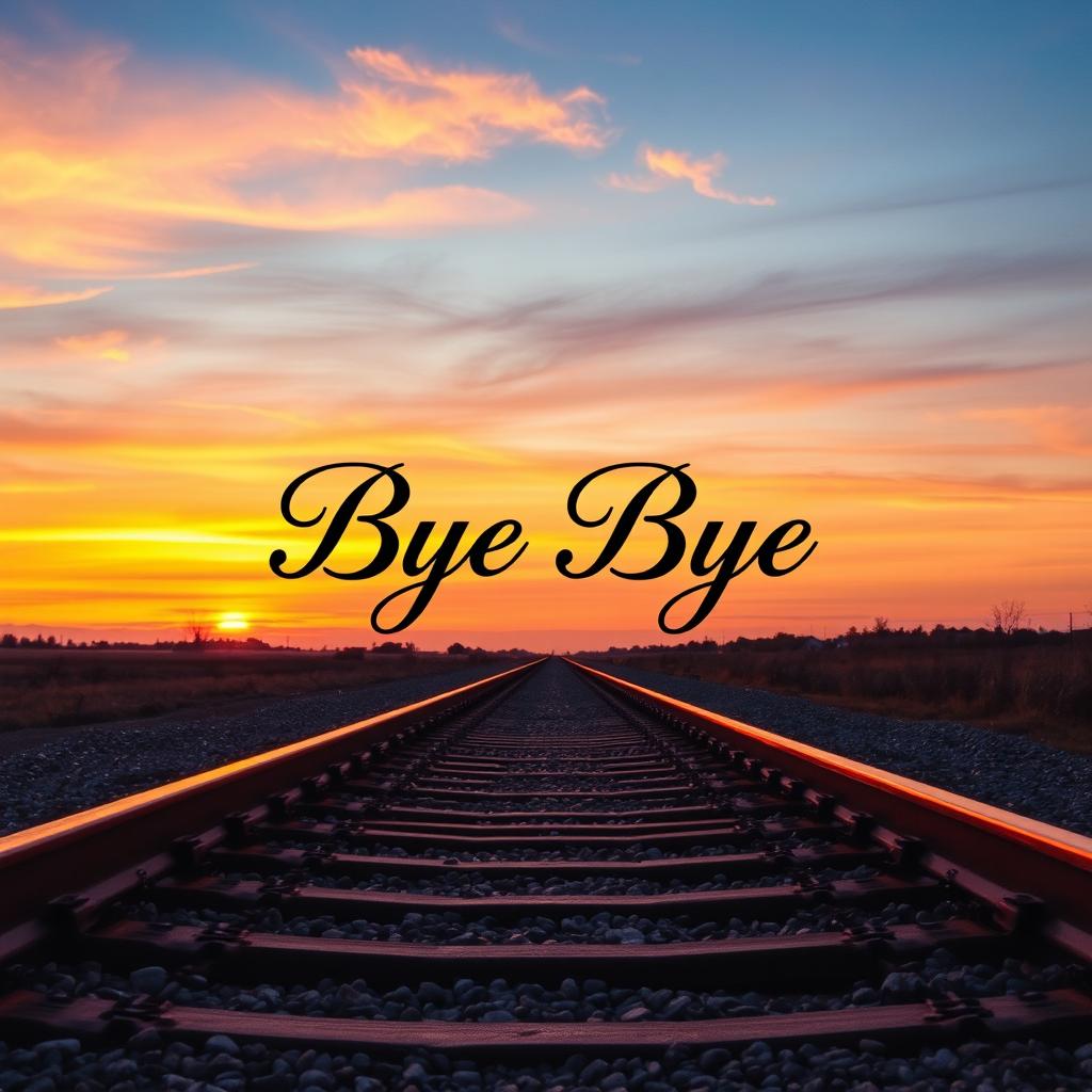 A stunning view of train tracks leading into the horizon during a captivating sunset