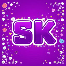 A vibrant and visually rich image featuring the letters 'SK' prominently in the center