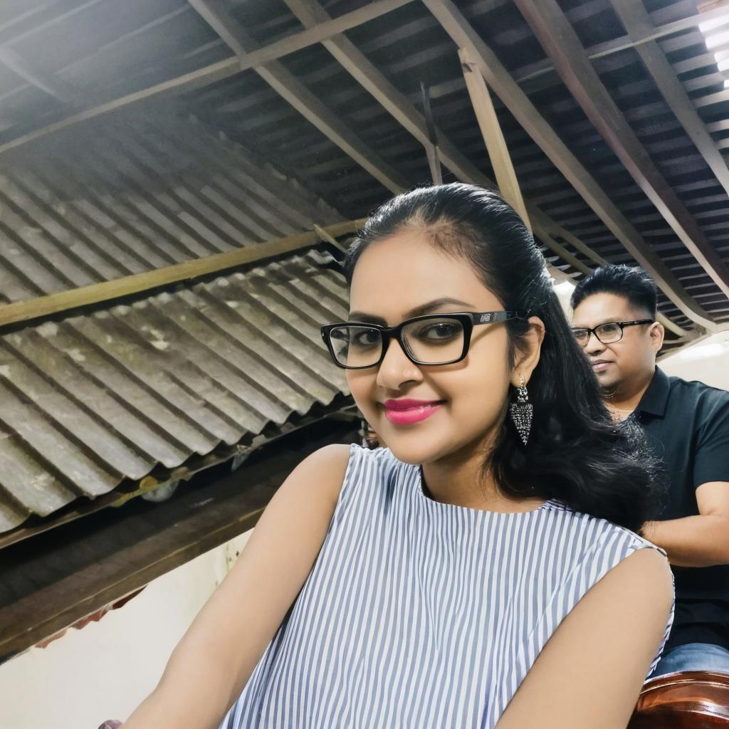  Capture Joy: A Cheerful Selfie Moment in a Charming Indoor Setting