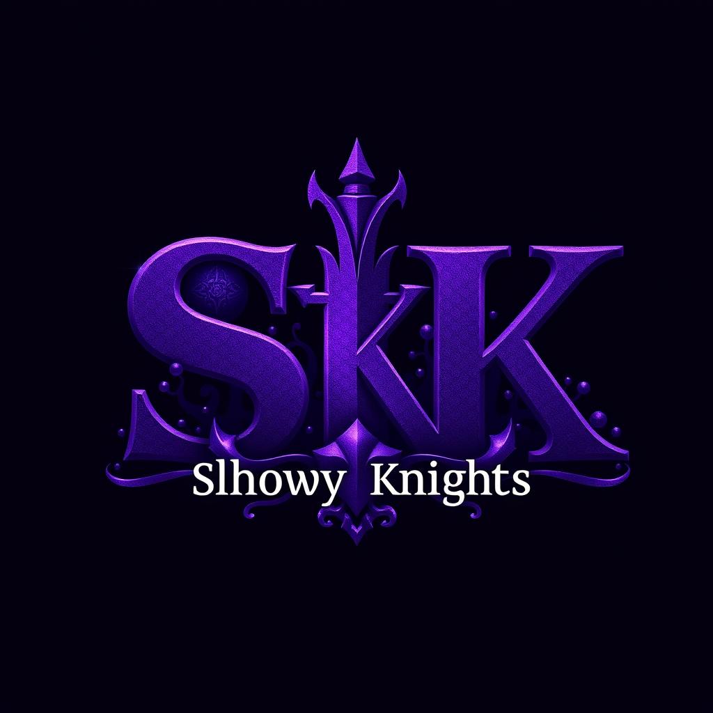A visually engaging logo for a Roblox clan, featuring the acronym 'SK' in dark purple letters