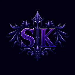 A visually engaging logo for a Roblox clan, featuring the acronym 'SK' in dark purple letters