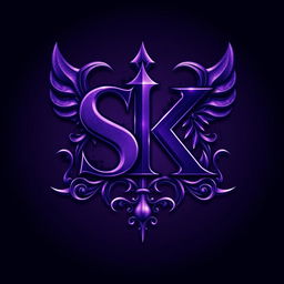 A visually engaging logo for a Roblox clan, featuring the acronym 'SK' in dark purple letters