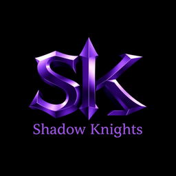 A beautifully designed slogan for a Roblox clan named 'Shadow Knights', featuring the letters 'SK' in a dark purple color