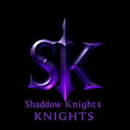A beautifully designed slogan for a Roblox clan named 'Shadow Knights', featuring the letters 'SK' in a dark purple color
