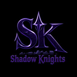 An artistic logo design featuring the letters 'SK' in bold, dark purple with intricate realistic detailing, shading, and dynamic lighting