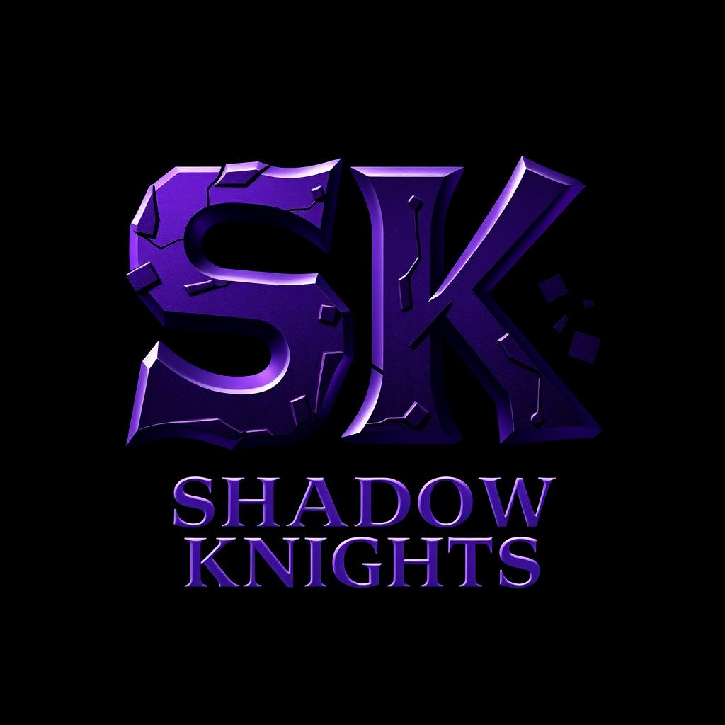 An artistic logo design featuring the letters 'SK' in bold, dark purple with intricate realistic detailing, shading, and dynamic lighting