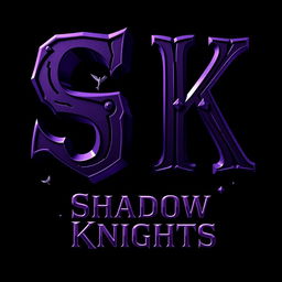 An artistic logo design featuring the letters 'SK' in bold, dark purple with intricate realistic detailing, shading, and dynamic lighting