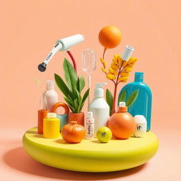 A conceptual art piece representing utility and value, depicting various essential items that symbolize life and practicality