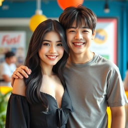 A stunningly beautiful young woman resembling Suga from BTS, who is his sister, standing at 162 cm tall