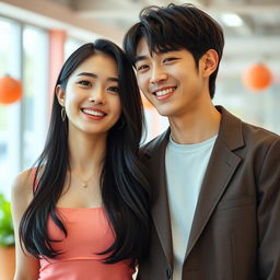 A stunningly beautiful young woman resembling Suga from BTS, who is his sister, standing at 162 cm tall