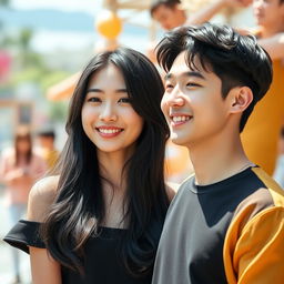 A stunningly beautiful young woman resembling Suga from BTS, who is his sister, standing at 162 cm tall