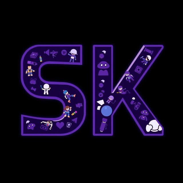 A striking logo featuring the letters 'SK' prominently displayed in a bold, dark purple color