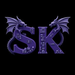 An engaging slogan featuring the letters 'SK' in a dark purple color, prominently placed on a black background