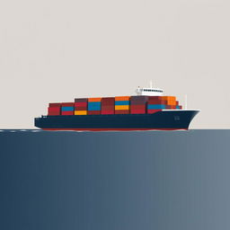 A minimal art representation of a container shipping scene, featuring sleek lines and geometric shapes