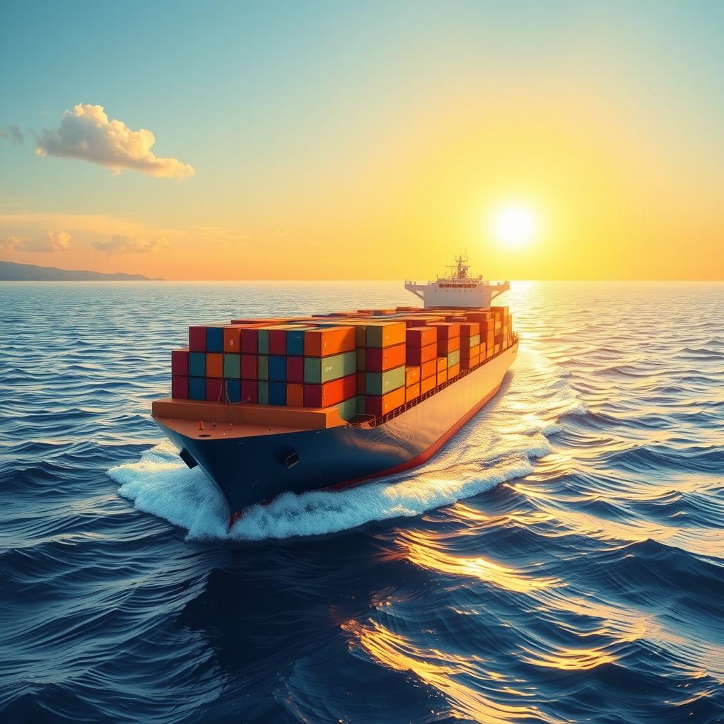 Vibrant Voyage: Cargo Ship in Action